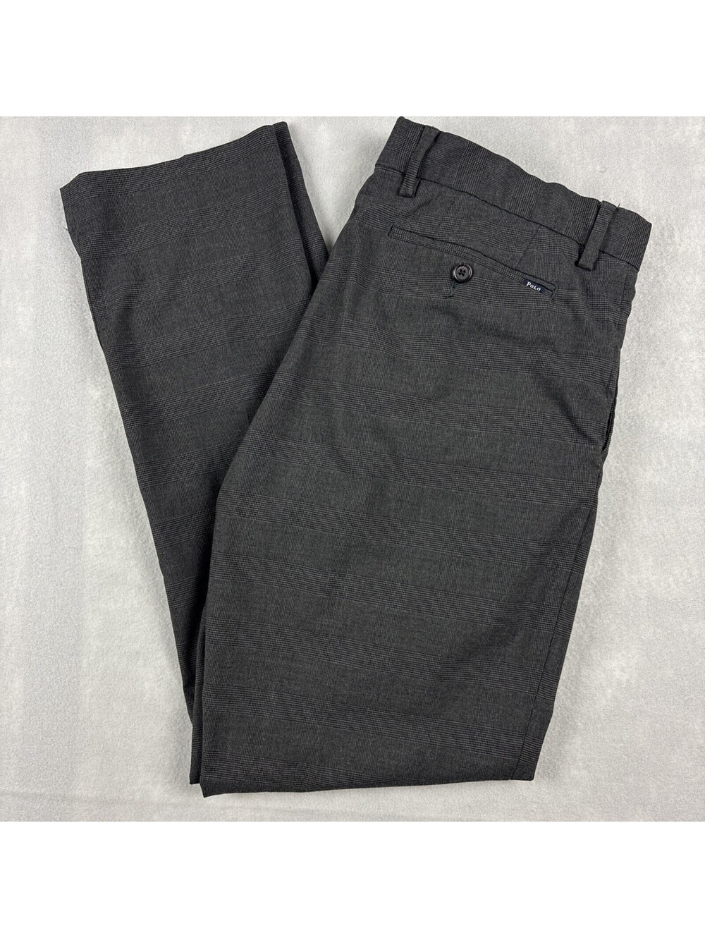 Polo Ralph Lauren Glen Plaid Chino Pants Mens 34x31 Gray Straight Fit Flat Front